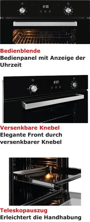 Actual product image Exquisit EBE76-9-H-020 black, built-in oven