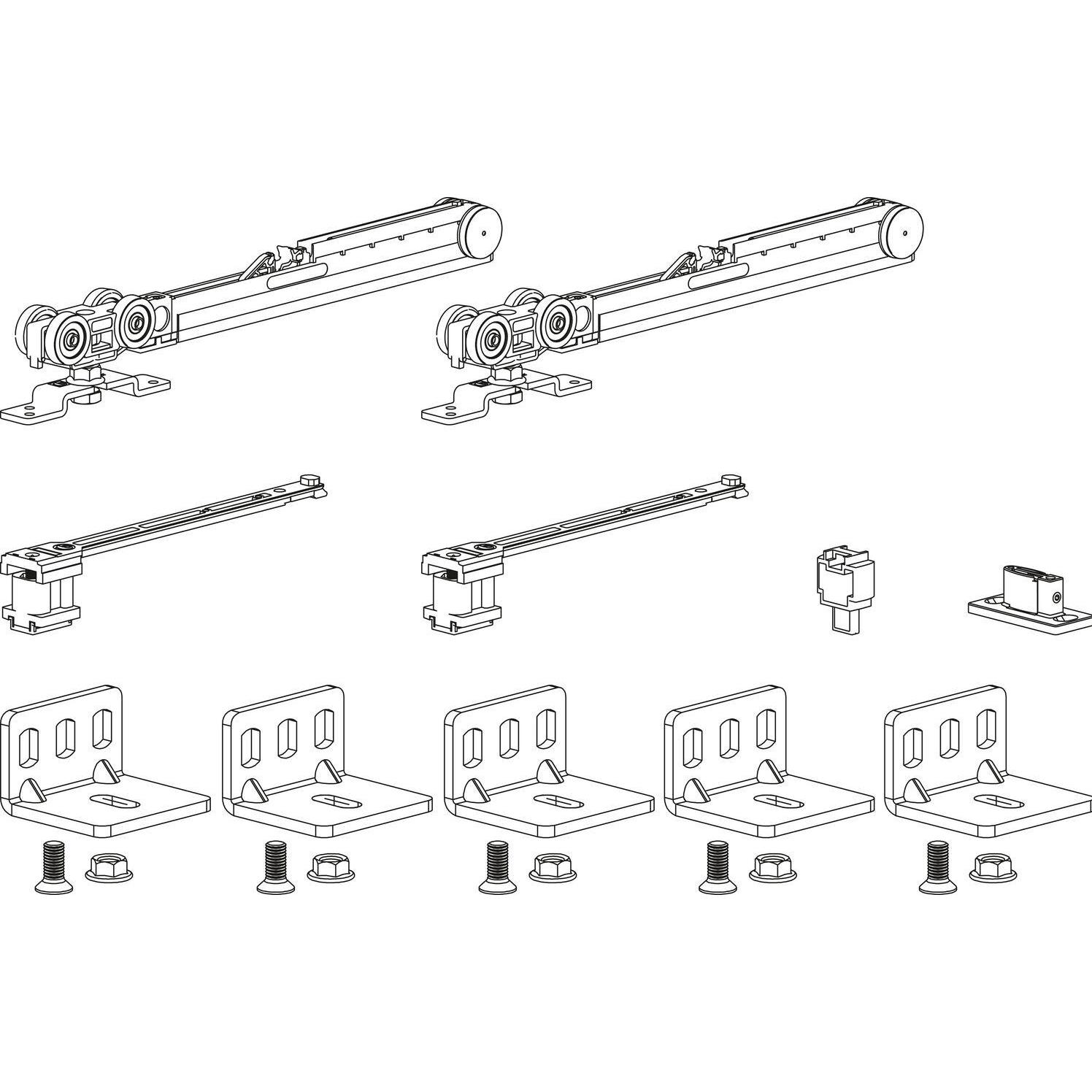 Terno Scorrevoli, Türbeschlag + Scharnier, TERNO Beschlagset Classic Fluid 50 Holz 30-80 kg ohne Laufschiene