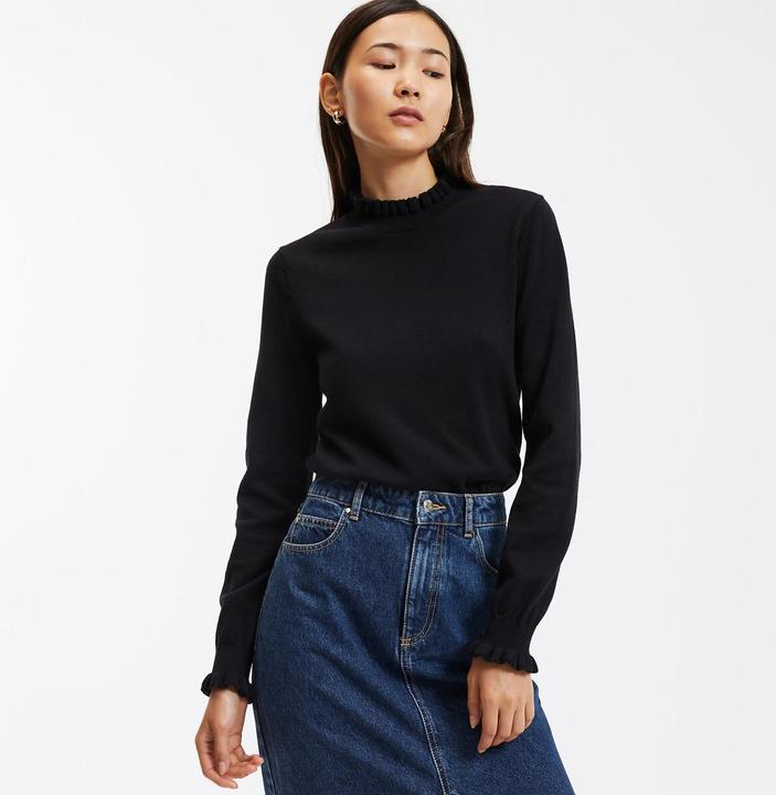Image du produit La Redoute Collections Pull à col montant ruché et manches longues (XS)