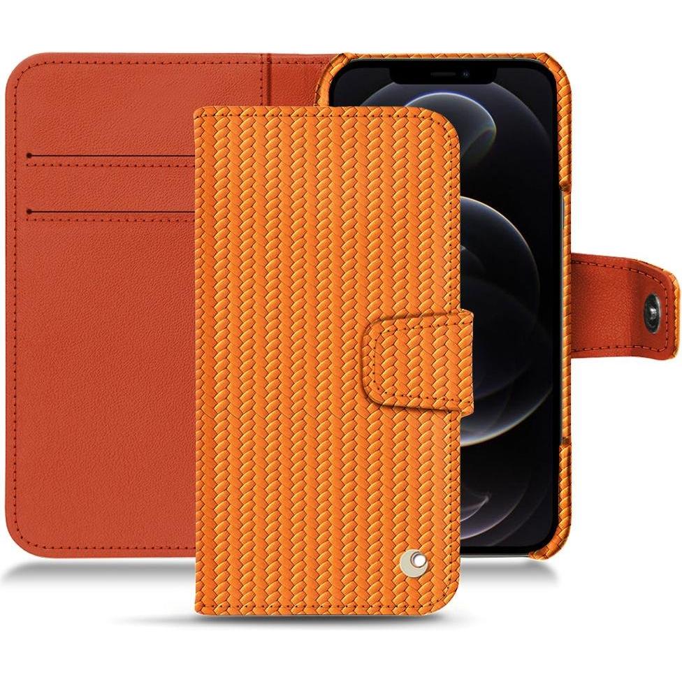 Noreve Lederschutzhülle Wallet (Apple iPhone 12 Pro Max), Smartphone Hülle, Orange