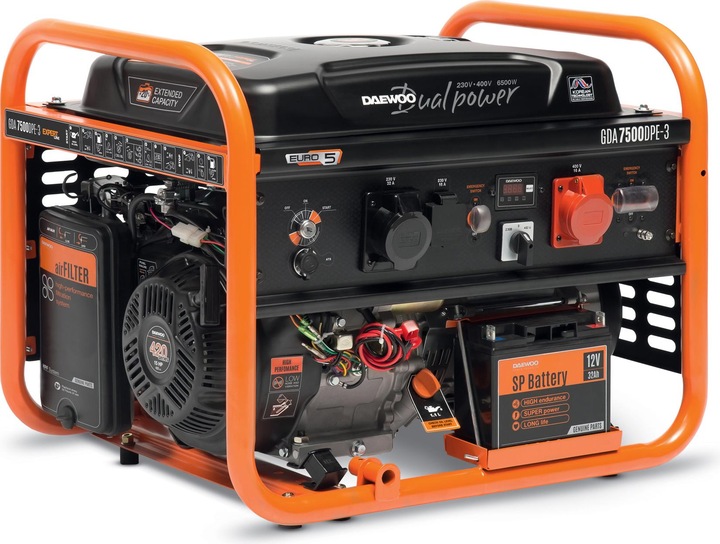 Actual product image Daewoo Power Products Petrol generator DUAL POWER (6000 W, 30 l)