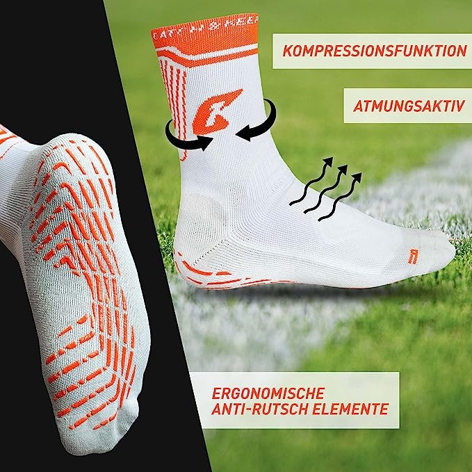 Produktbild Catch & Keep Anti-Rutsch Sportsocken Grip Socken Fussballstrümpfe Rutschfeste Anti-Slip-Sport-Socken (One Size)