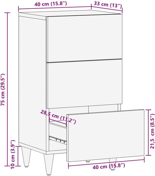 Image du produit vidaXL Sideboard Aufbewahrung (33.50 x 40 x 75 cm)