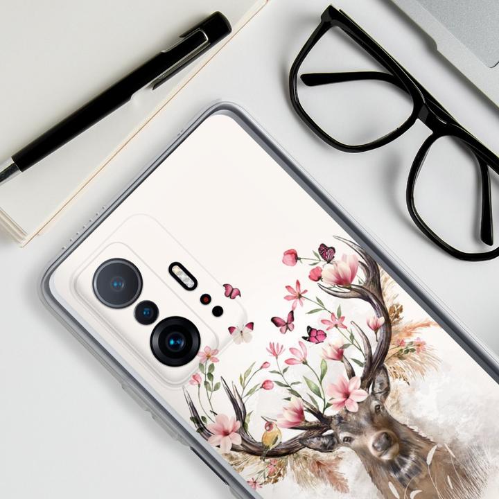 Produktbild DeinDesign Silikon Hülle für Xiaomi 11T 5G Handyhülle Case Smartphone Schutzhülle Blumen Hirsch Tiere (Xiaomi Mi 11T 5G)