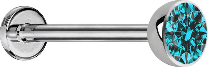 Produktbild Star Piercing Micro Threadless Labret silber Halbkugel mit Kristall aqua (ohne Messing, Titan)