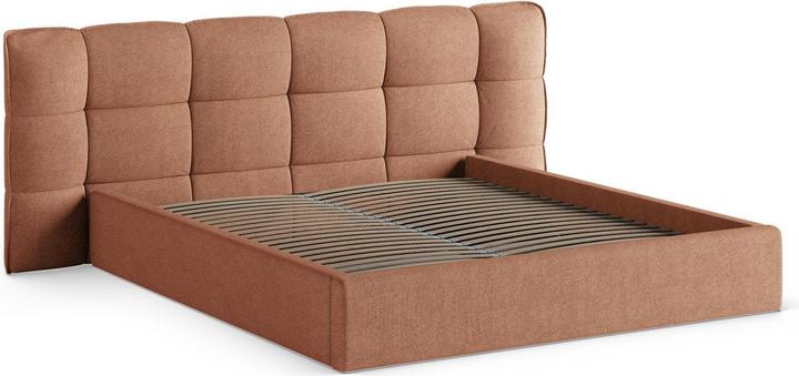 Actual product image Micadoni Boucle Storage Bed with Headboard, "Eric", Peach, 225x230x104 Made in Europe (140 x 200 cm)