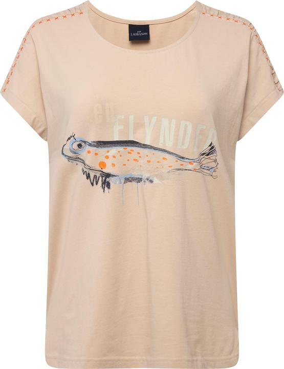 Actual product image Laurasøn Fish Print T-Shirt Shoulder Band Crew Neck OEKO-TEX (L)