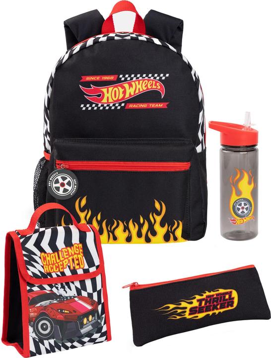 Actual product image Hot Wheels Checkerboard Flame Backpack Set