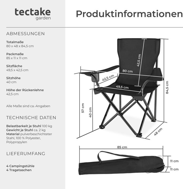 Produktbild tectake Campingstühle Gil