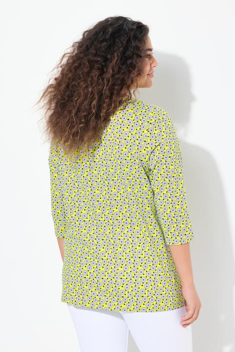 Produktbild Ulla Popken T-Shirt, Blüten, A-Linie, Zierfalten, Rundhals, 3/4-Arm (56)