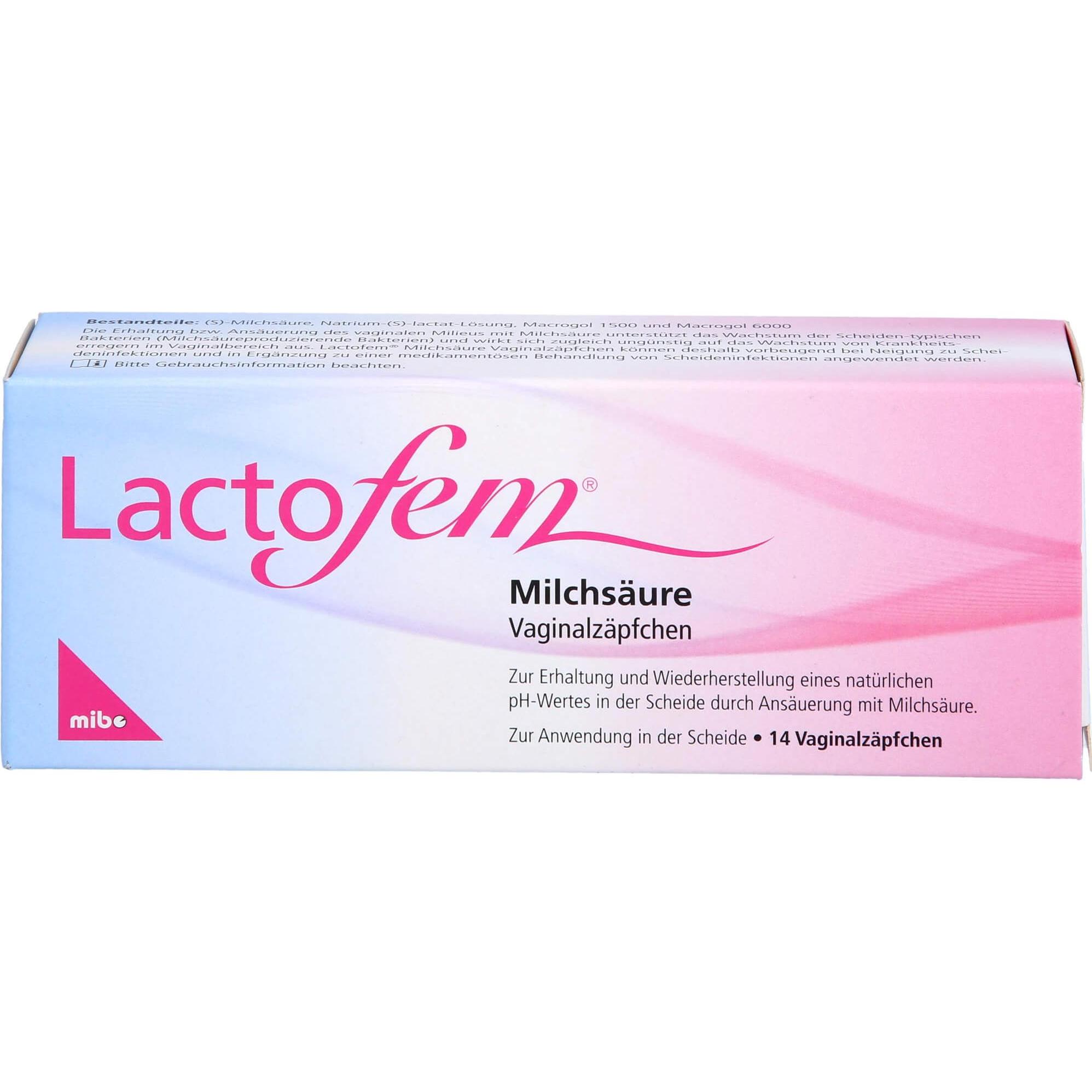 Mibe, Intimpflege, Lactofem Milchsäure Vaginalzäpfchen, 14 St. Zäpfchen (Vaginalzäpfchen)