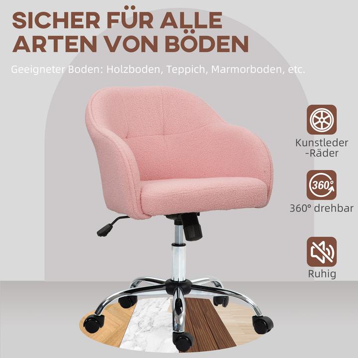Produktbild Homcom Bürostuhl Polyester, Kunstleder Rosa (46 - 56 cm)