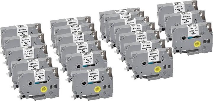 Produktbild G&G 20x Schriftband 9mm x 8m sw- ws komp. m. Brother TZe-221 (0.90 cm, Schwarz, Weiss)