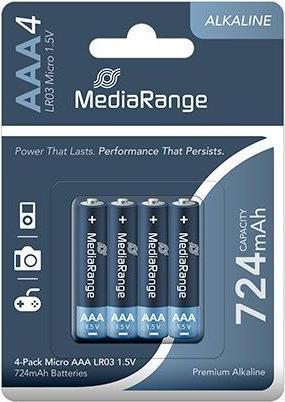 Produktbild MediaRange Premium - Batterie 4 x AAA - Alkalisch (4 Stk., SR43, AAA, 724 mAh)