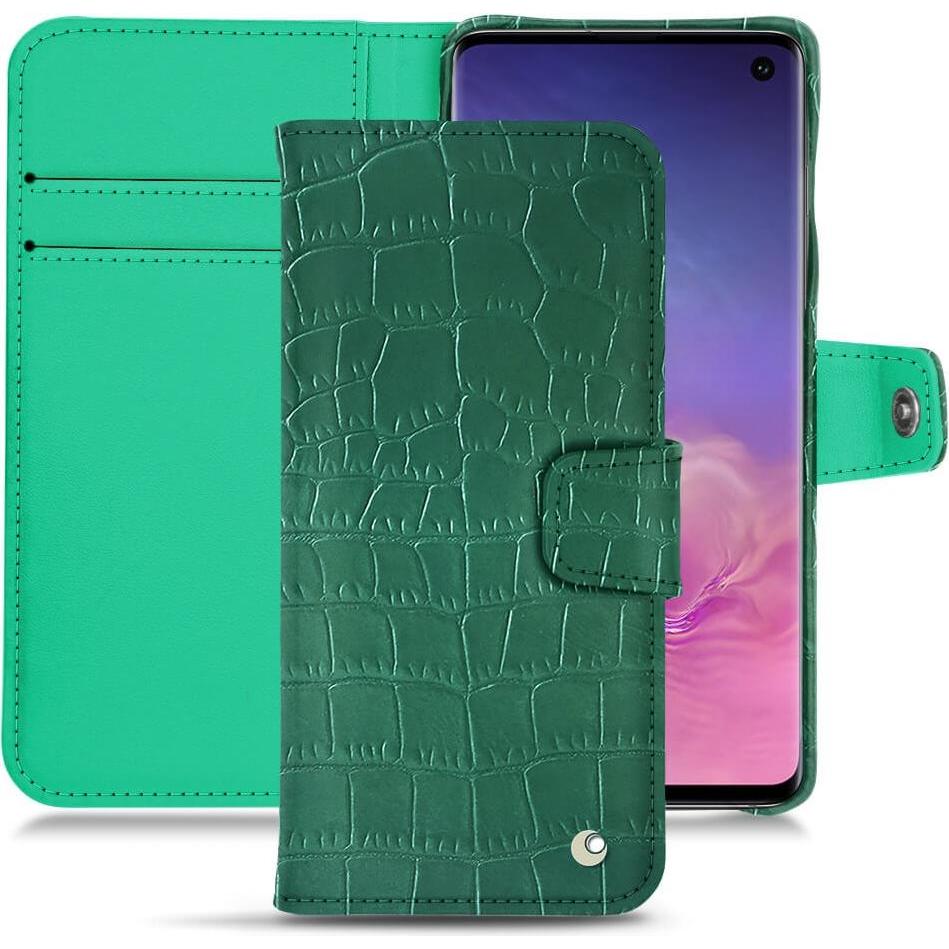 Noreve Lederschutzhülle Wallet (Samsung Galaxy S10), Smartphone Hülle, Grün