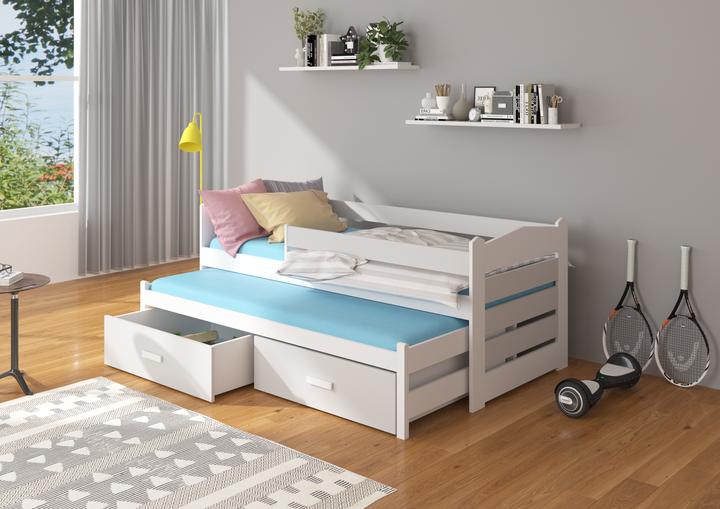 Produktbild ADRK Furniture Doppelbett mit Geländer und Matratzen TIARRO 200x90 (90 x 200 cm)