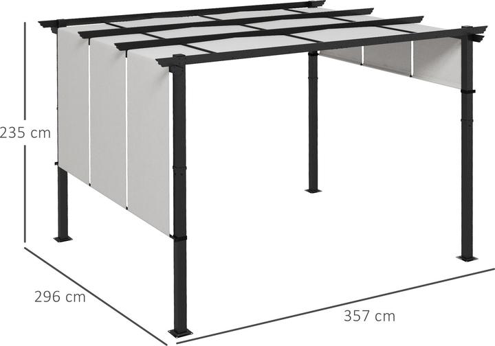 Immagine prodotto Outsunny Pergola Stahl, Polyester Hellgrau (357 cm, 296 cm)