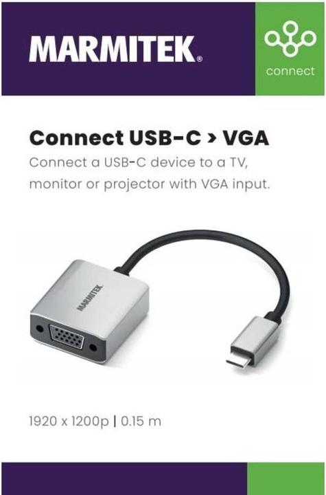 Produktbild Marmitek Adapter Connect USB-C > VGA (USB Typ-C, 15 cm)