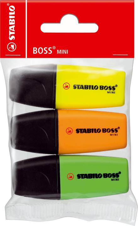 Produktbild STABILO BOSS MINI Textmarker (Gelb, Orange, Grün, 5 mm, 3 x)