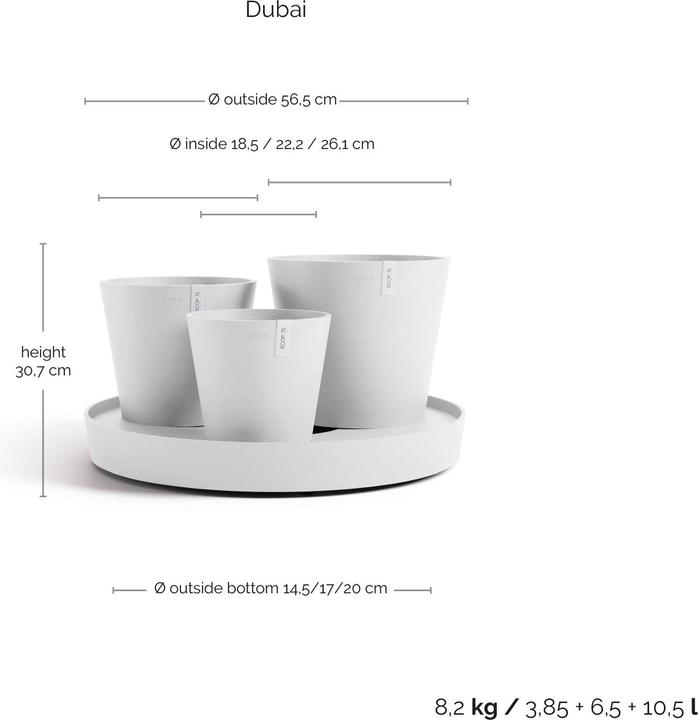 Produktbild Ecopots Dubai er Blumentopf - L 56,5 cm x H 30,7 cm - Innen- und Aussenbereich