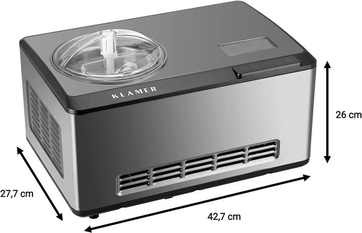 Produktbild KLAMER 2-in-1 Eismaschine & Joghurtbereiter 2 L, 180 W