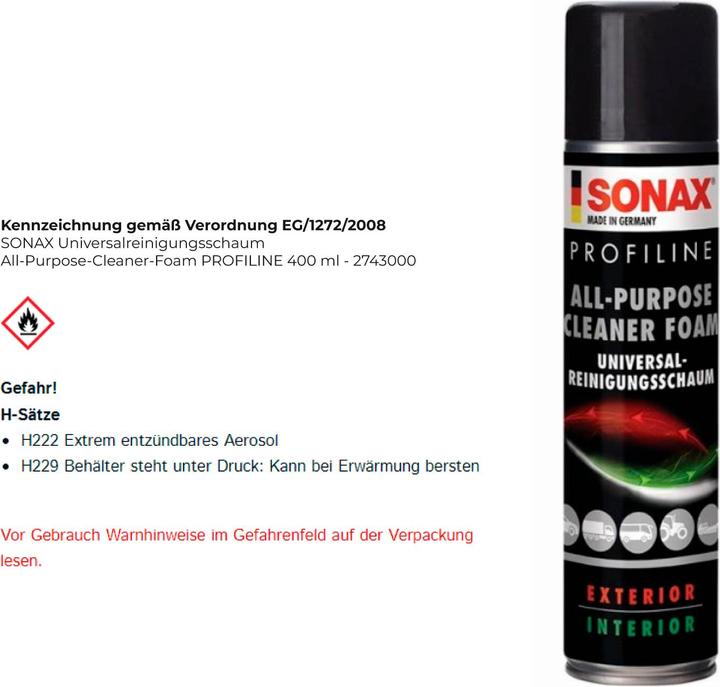 Produktbild Sonax Universalreinigungsschaum All-Purpose-Cleaner-Foam PROFILINE 400 ml Spraydose (400 ml)