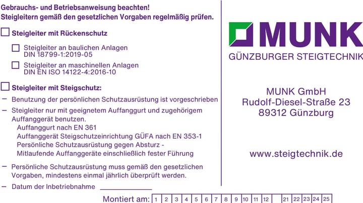 Immagine prodotto Munk Targhetta di etichettatura per il sistema di scaricatori per la protezione delle arrampicate