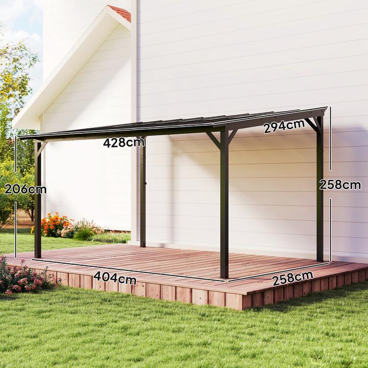 Immagine prodotto Outsunny Pergola Polycarbonat, Aluminium Dunkelgrau (428 cm, 294 cm)