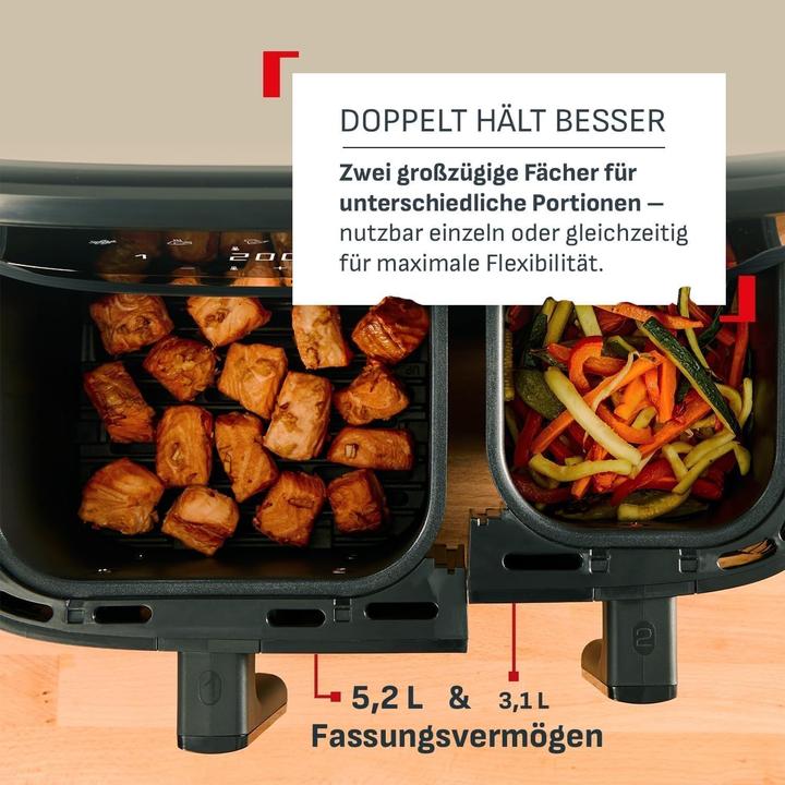 Immagine prodotto Tefal EY9018 Dual Easy Fry Doppelkammer Heissluftfritteuse