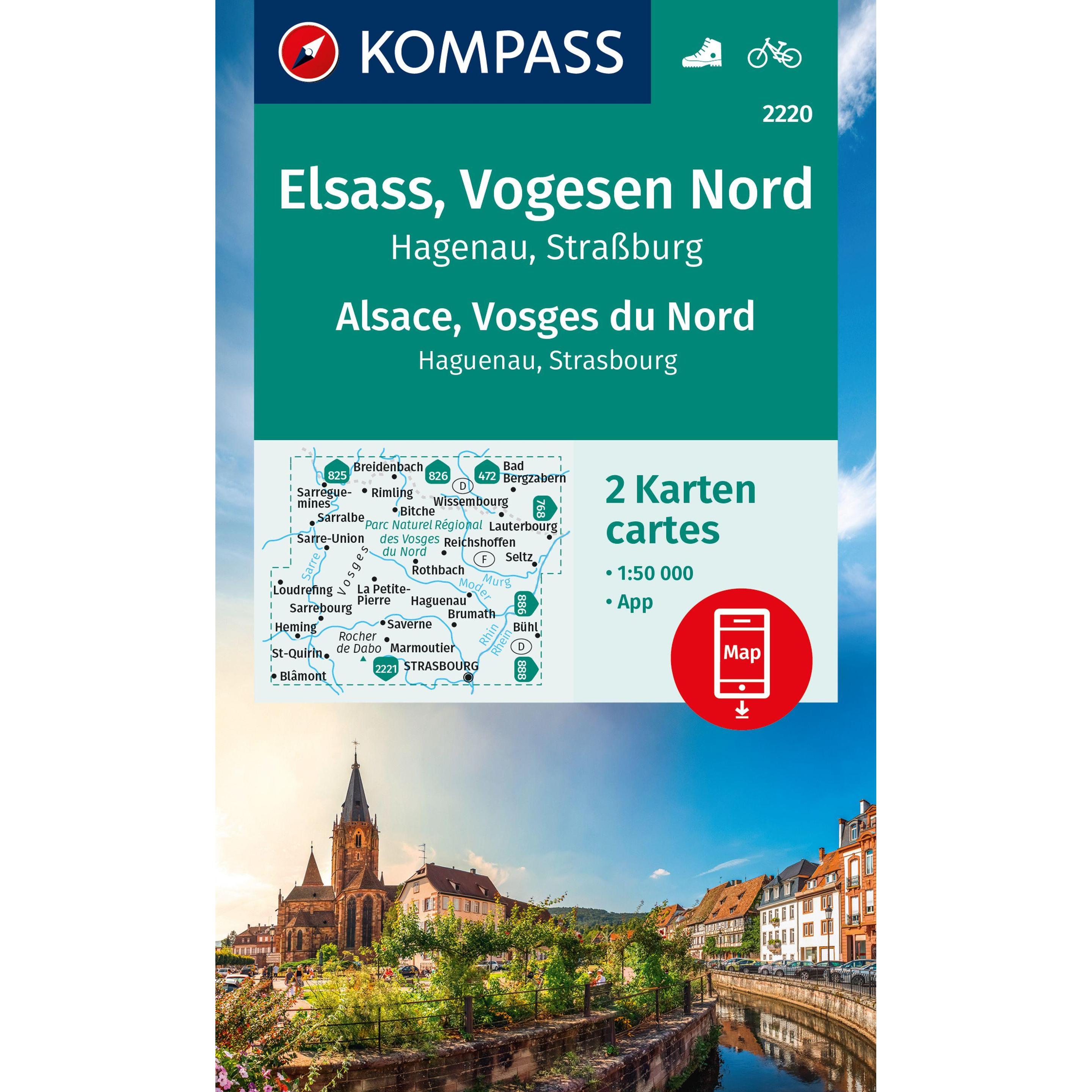 Wanderkarten-Set 2220 Elsass, Vogesen Nord, Hagenau, Strassburg / Alsace, Vosges du Nord, Landkarte