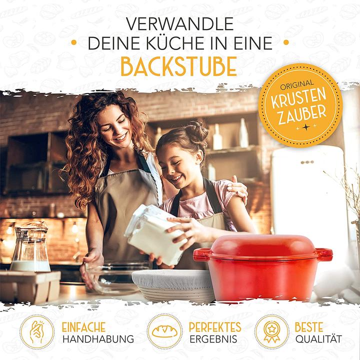 Immagine prodotto Krustenzauber Pentola in ghisa per cuocere il pane 2in1 Smalto Rosso