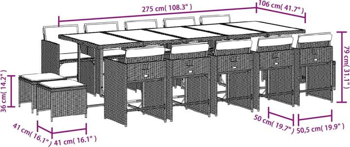 Actual product image vidaXL Garten Essgruppe (275 x 106 x 73 cm)