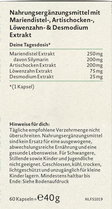 Nährwerte und Zutaten Nature Love Mariendistel Komplex (60 Stück, 40 g)