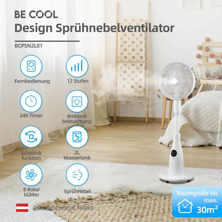 Actual product image Be Cool BE COOL Premium pedestal fan with water atomisation (55 dB)