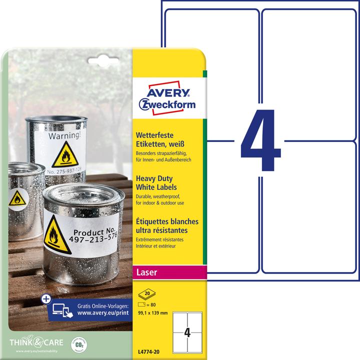 Image du produit Avery Étiquettes en film résistant aux intempéries