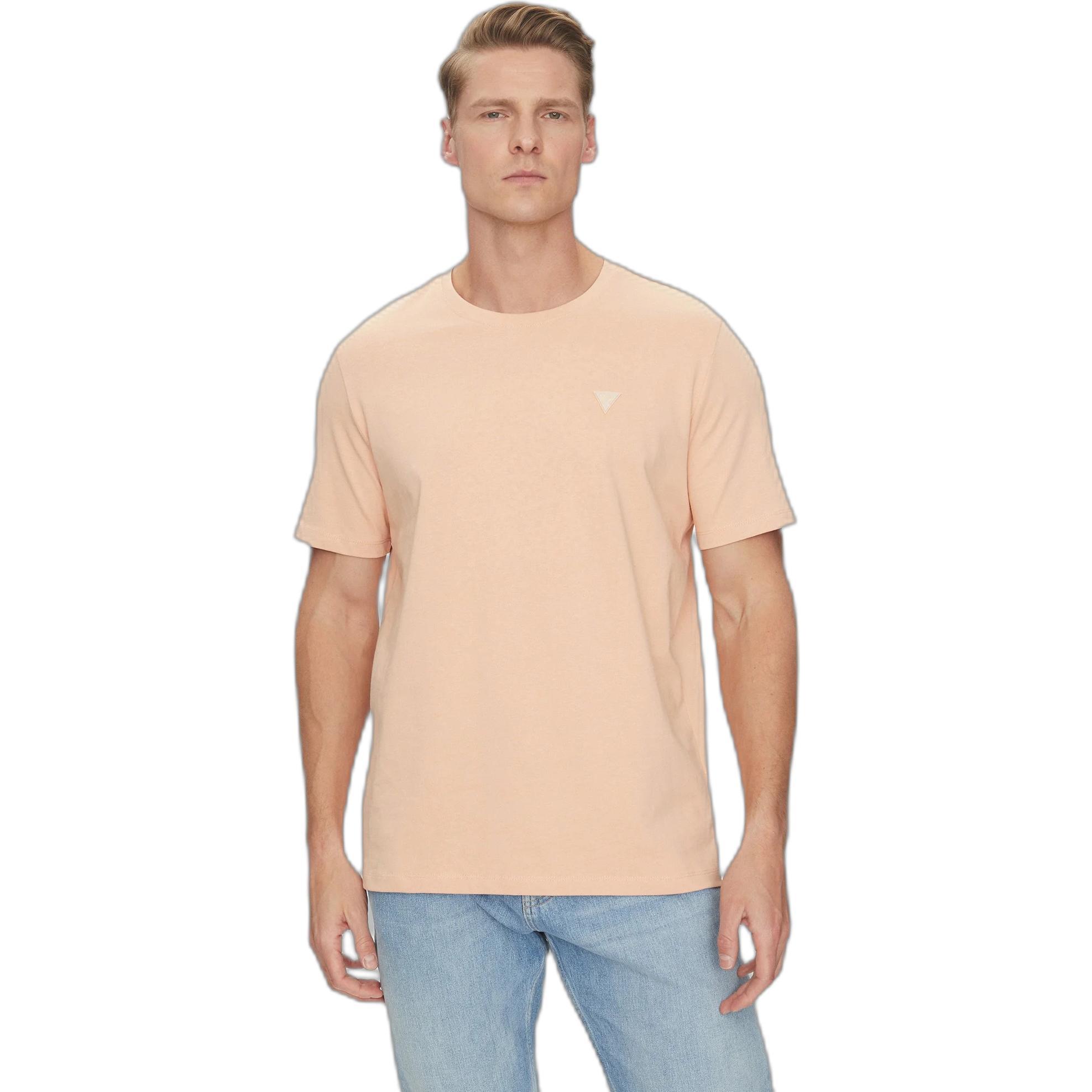 Guess, Herren, Shirt, T-Shirt mit Rundhalsausschnitt und Patch, Pink, (XS)