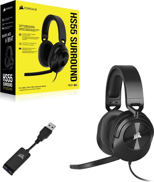 Actual product image Corsair HS55 Surround Carbon (Cable)