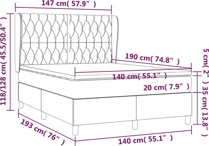 Actual product image vidaXL Boxspringbett (140 x 190 cm)