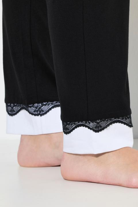 Actual product image Ulla Popken Damen grosse Grössen Pyjama, Spitze, Rundhals, Langarm schwarz 50+ 812441100-50+ (50, 52)