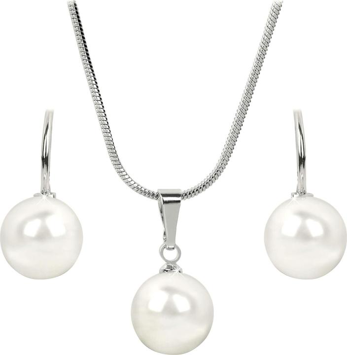 Actual product image Levien - Elegant set of Pearl White necklaces and earrings (L)