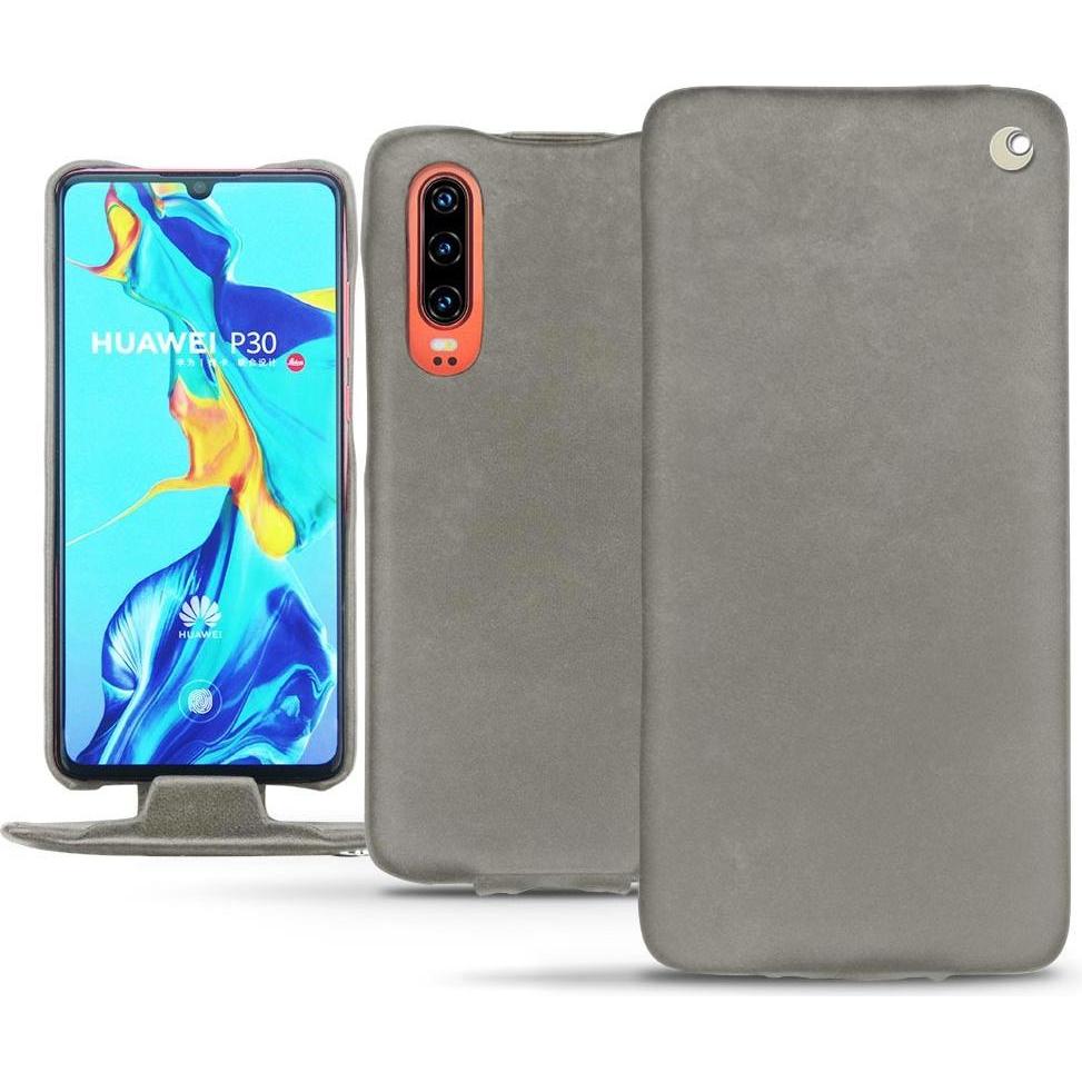 Noreve Lederschutzhülle vertikal (Huawei P30), Smartphone Hülle, Grau