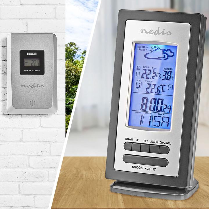 Image du produit Nedis Station météo - alarme - hygromètre - capteur extérieur - noir/argenté