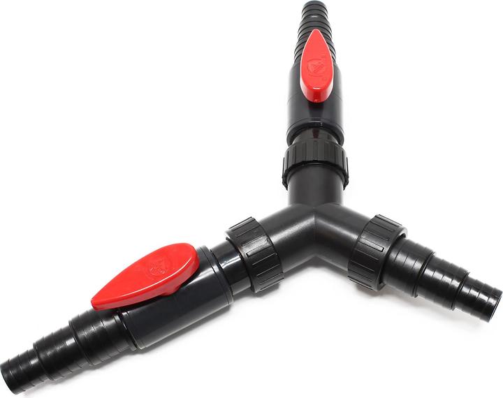 Produktbild Wiltec Y-Verteiler Absperrhahn 25/32/38mm Stufentülle Verbinder Schlauchverbinder (Verteiler, 38 mm)