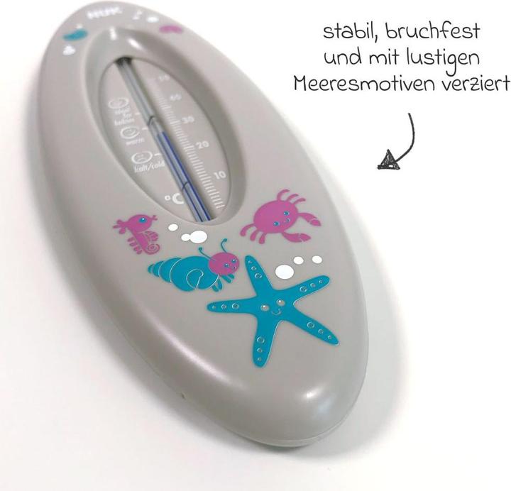 Produktbild NUK Badethermometer, für sicheres Baden, natürliche Messflüssigkeit aus Rapsöl, grau
