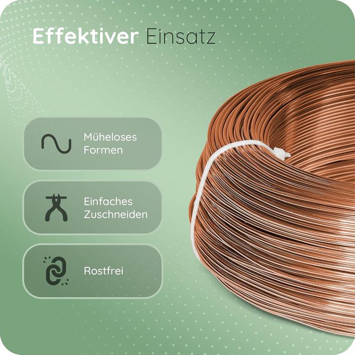 Actual product image Novaliv 60 Meter Aluminiumdraht 2mm Kupfer, Basteldraht ideal als Biegedraht zum basteln, Vielseitig (60 m)
