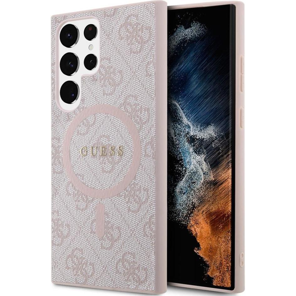 Guess GUHMS24LG4GFRP S24 Ultra S928 różowy/pink hardcase 4G Collection Leather Metal Logo MagSafe (Samsung Galaxy S24 Ul...