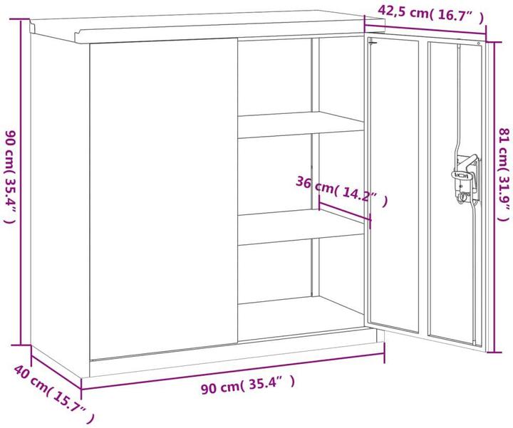 Produktbild vidaXL Aktenschrank (90 x 40 x 90 cm)