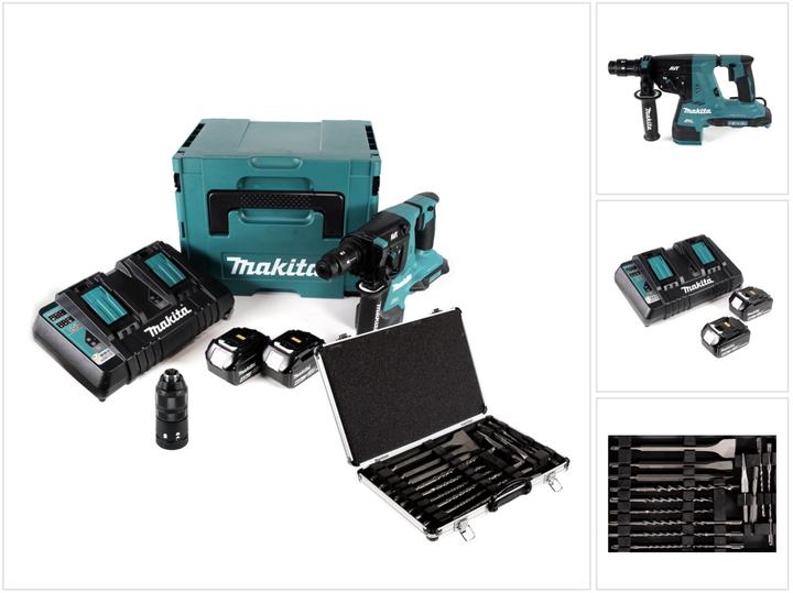 Produktbild Makita DHR 281 PMJ Akku Bohrhammer 2x18V 2,8J brushless SDS plus + Schnellwechselfutter + 2x Akku