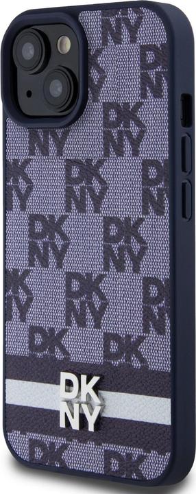 Produktbild DKNY PU Leather Checkered Pattern and Stripe Case for iPhone 15 Blue (Apple iPhone 15)