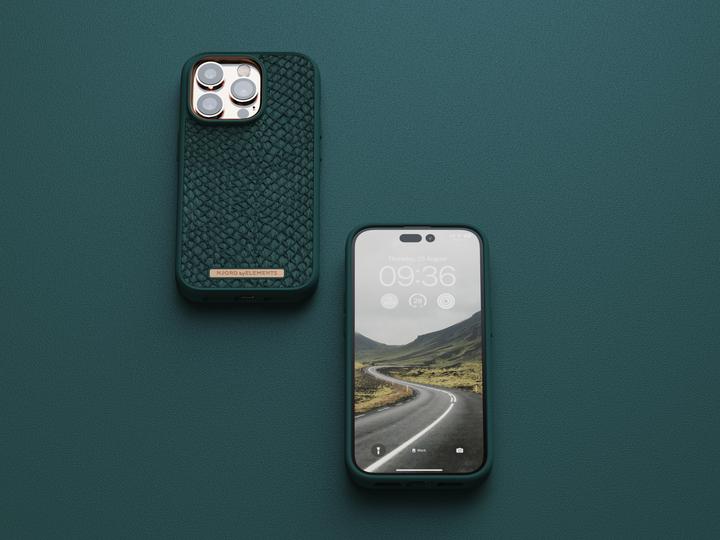 Image du produit Njord Étui rigide Salm.Leather Magsafe vert (Apple iPhone 14 Pro)